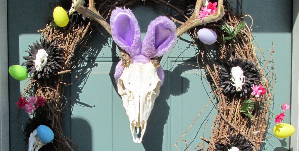Skull deer wreath with bunny ears